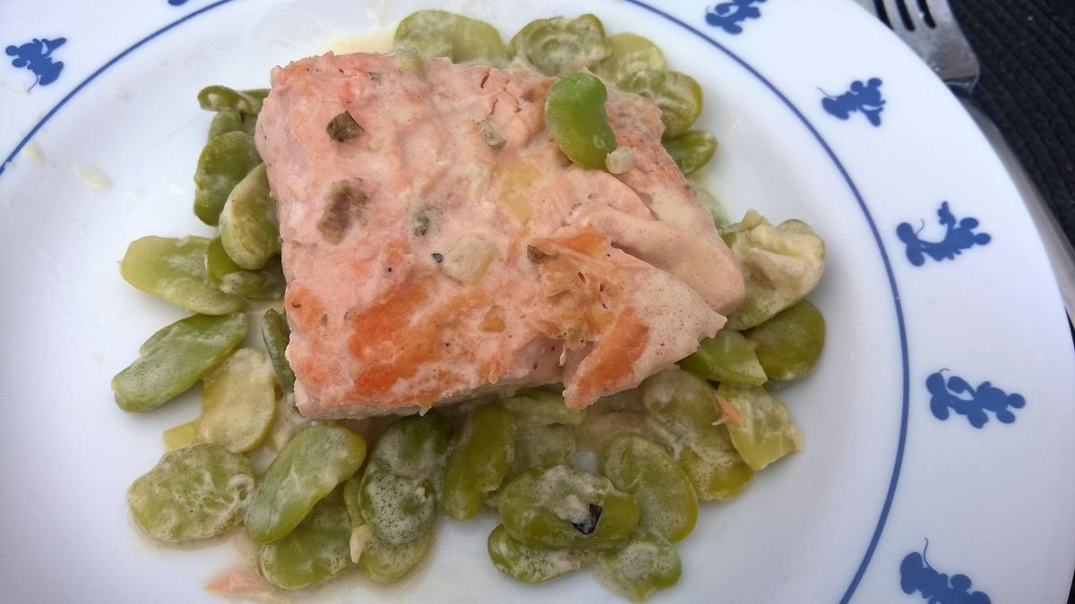 Blanquette de saumon aux fèves